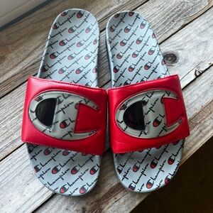 Champion Men’s Red Logo Slide Sandals